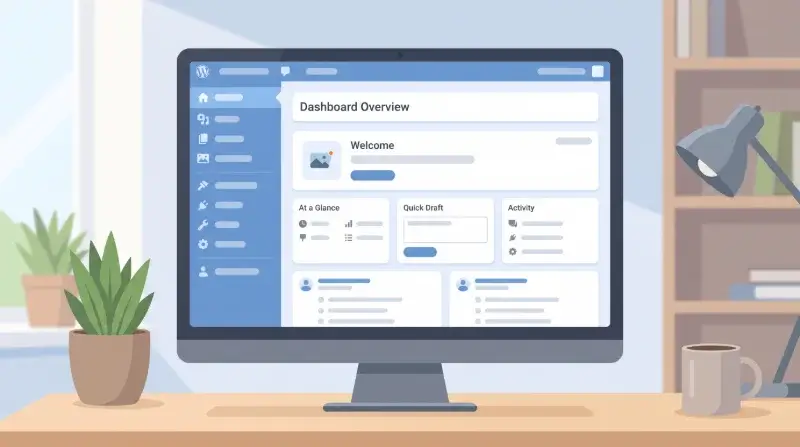 WordPress admin irányítópult telepítés utáni nézete