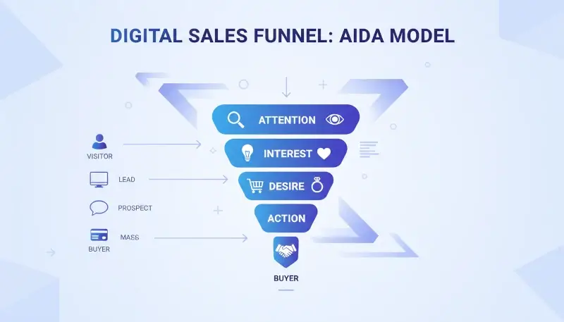 A sales funnel klasszikus lépései