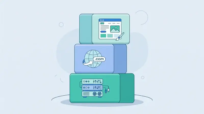 Illusztráció a blog technikai felépítéséről: domain, tárhely és platform kiválasztása