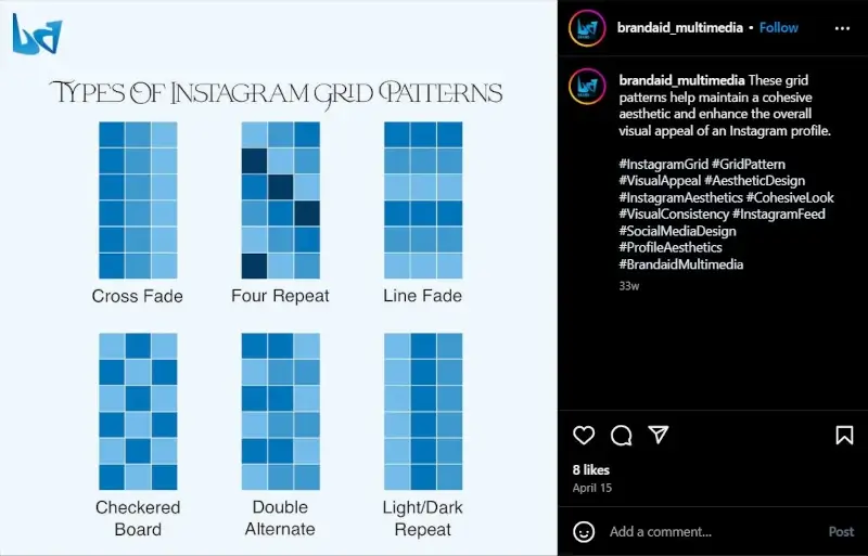 Konzisztens arculat fontossága - Instagram pattern