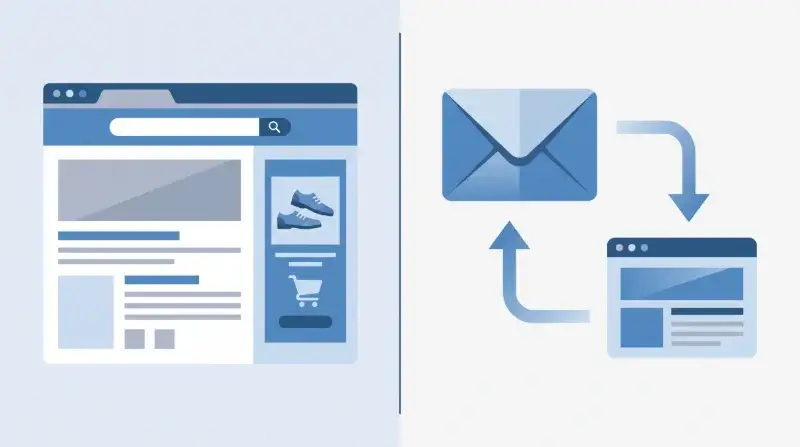 Remarketing és retargeting fogalmi különbségének illusztrációja