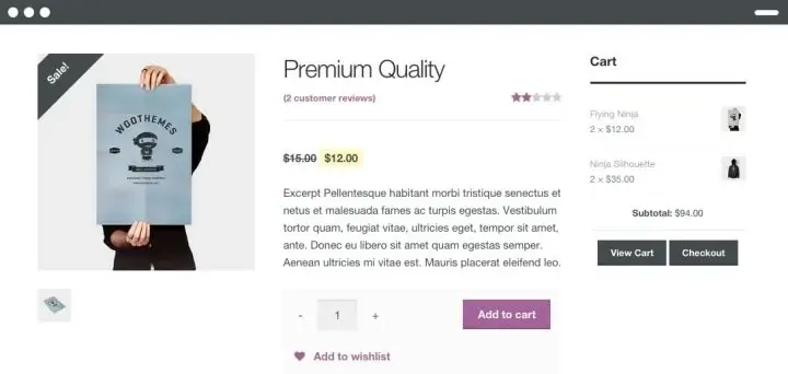 gyári WooCommerce termékoldal